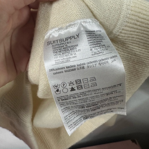 Suitsupply Suit Supply 100% Cashmere Cream Ivory Sweater Hoodie Sz Small - Picture 9 of 9
